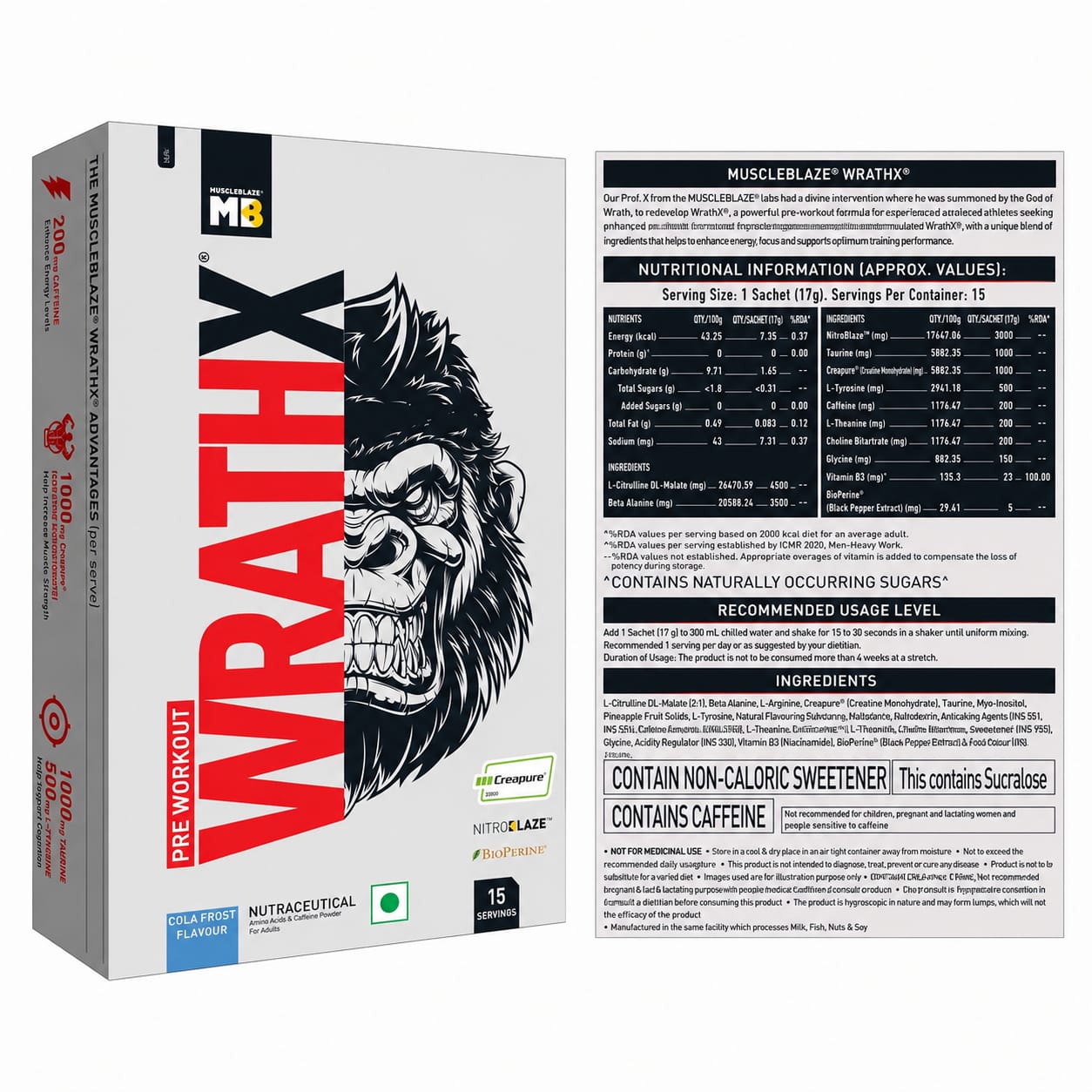 MuscleBlaze Pre Workout WrathX 15 servings