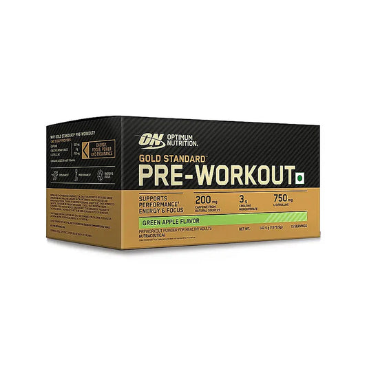 Optimum Nutrition (ON) Gold Standard Pre-Workout-15 single serve packs (Green Apple Flavor)