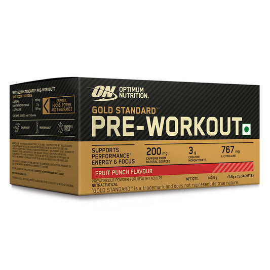 Optimum Nutrition (ON) Gold Standard Pre-Workout-15 single serve packs (Fruit Punch Flavor)