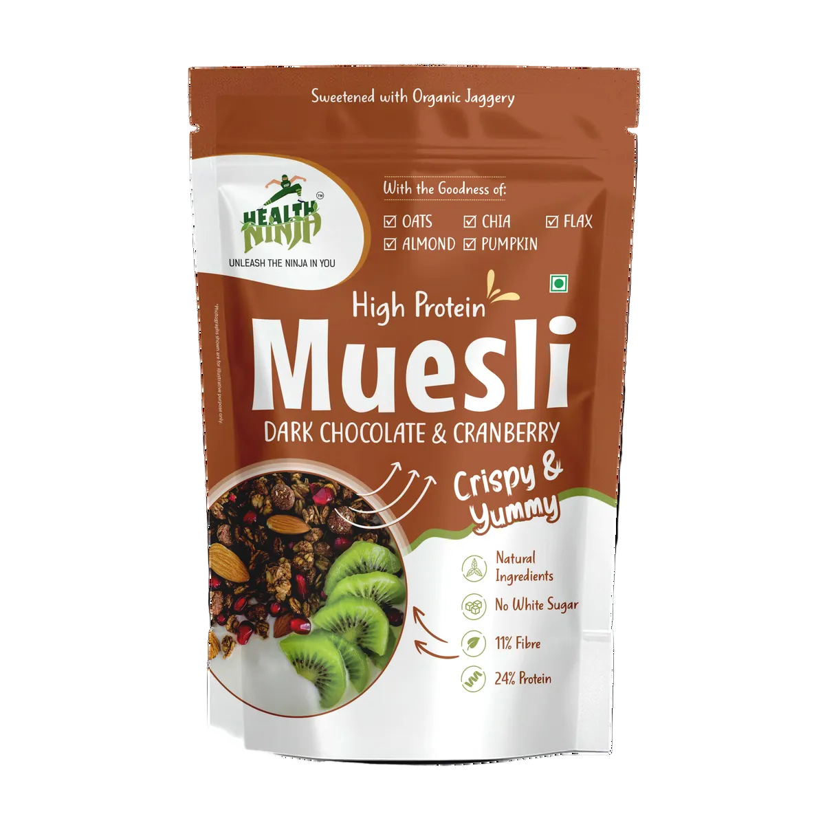 High Protein Health Ninja Dark Chocolate and Cranberry Muesli | 900 gm