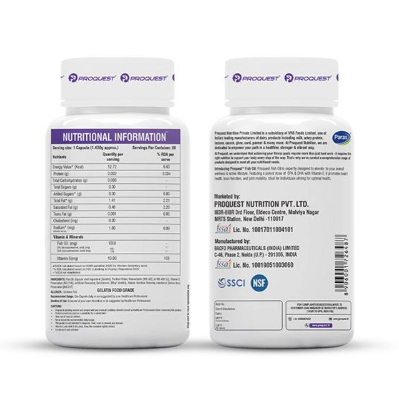 Proquest Omega-3 Fish Oil 1000mg Softgels |60caps