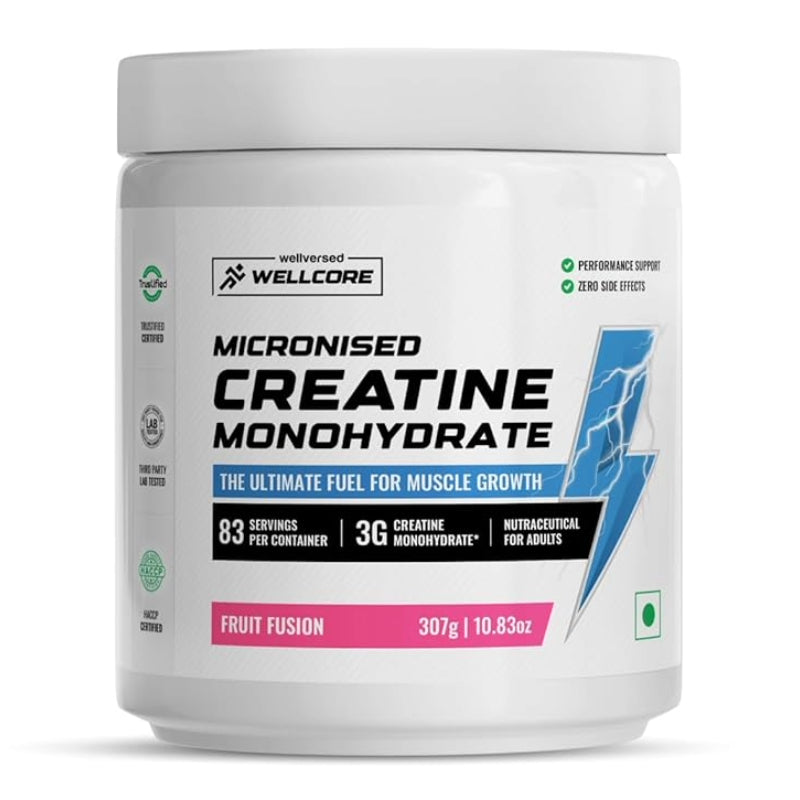 Wellcore – Pure Micronised Creatine Monohydrate | (307g, 83 Servings) | Fruit Fusion