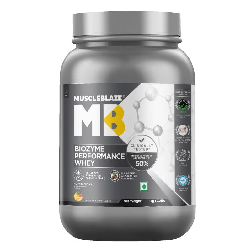 MuscleBlaze Biozyme Performance Whey, 1 kg
