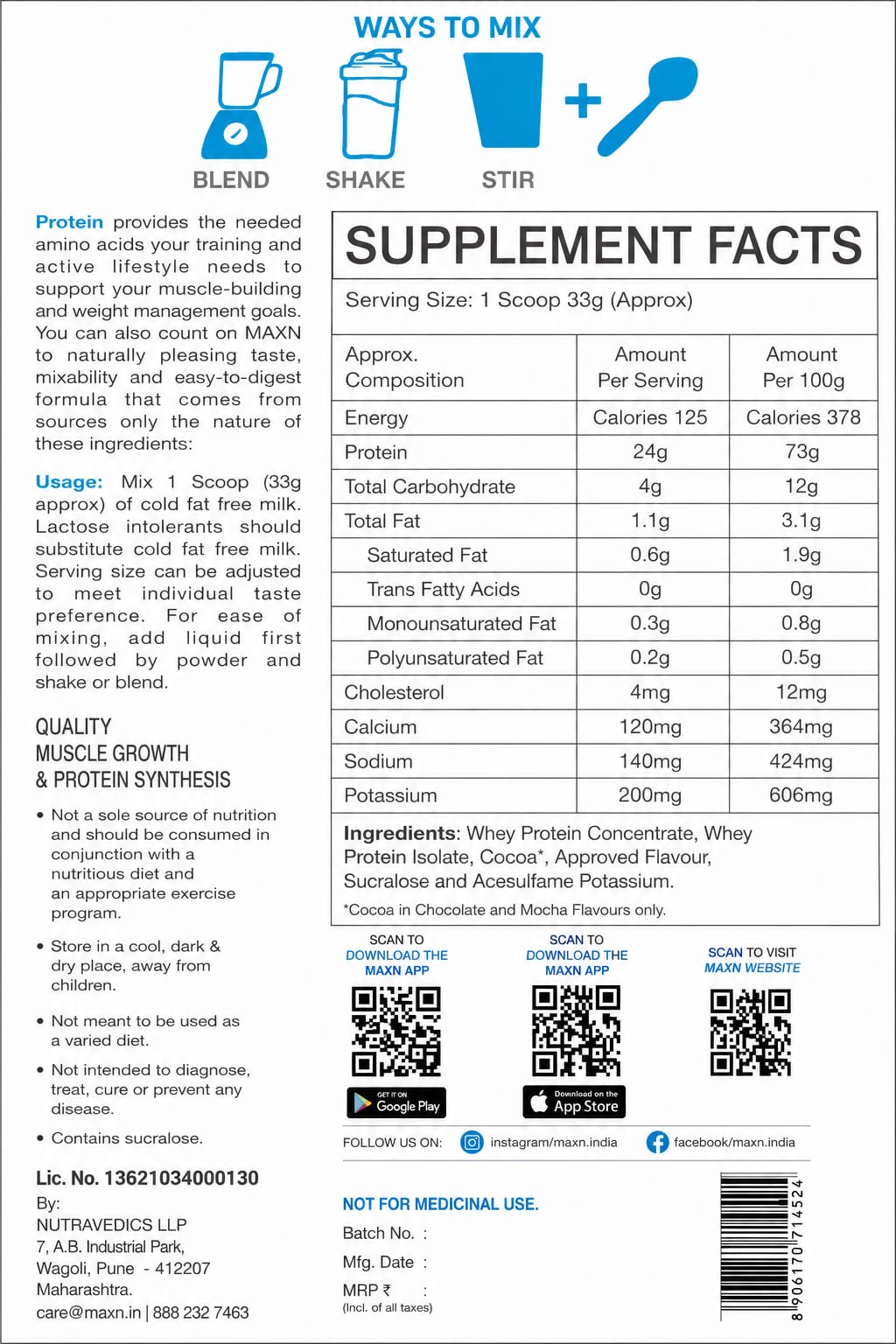 MAXN Whey Protein Concentrate | 4lbs