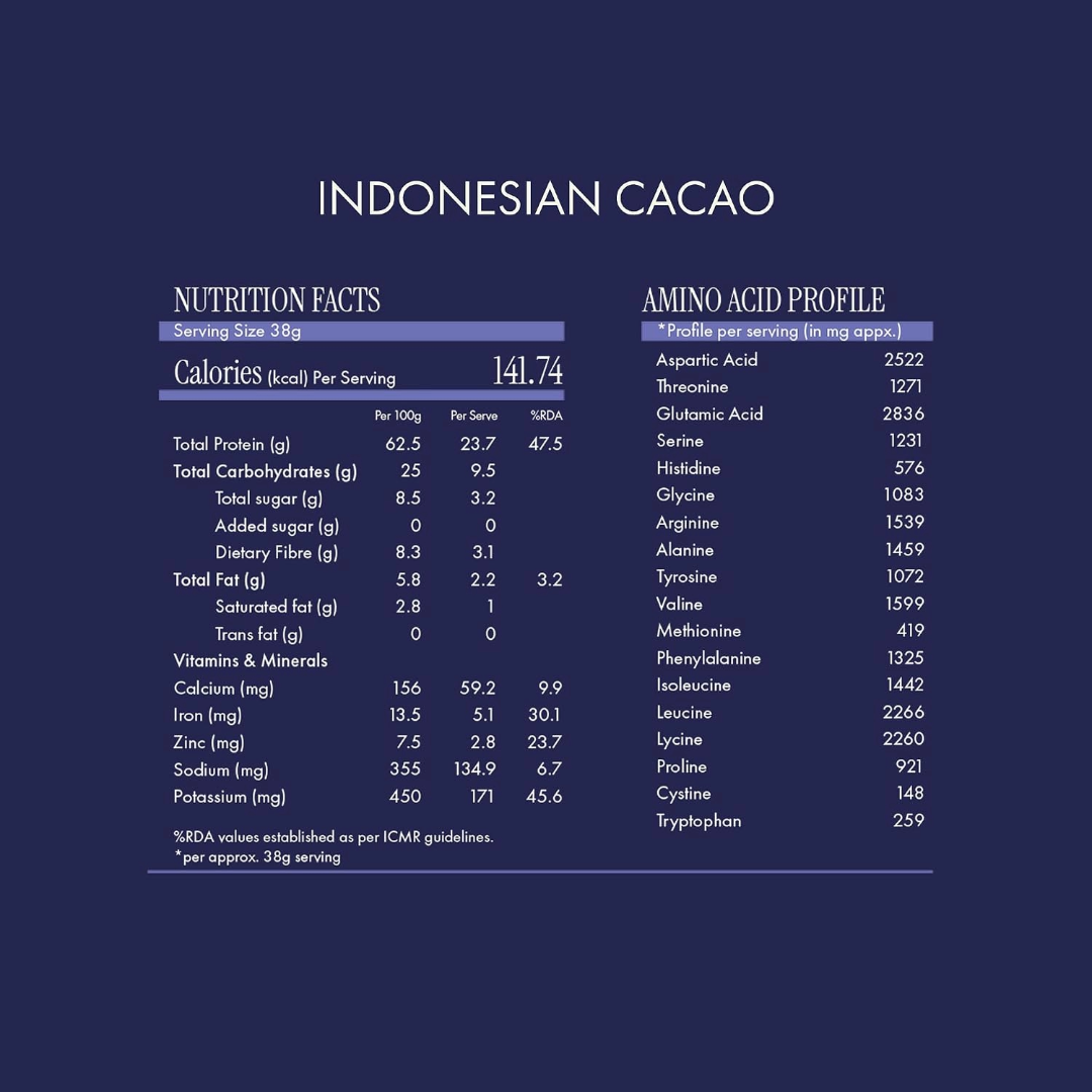Cosmix Fermented Yeast Protein Powder | 24g Protein | Indonesian Cacao, 1Kg Pouch