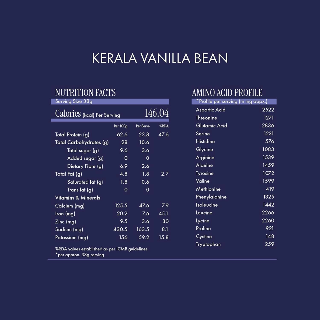 Cosmix Fermented Yeast Protein Powder | 24g Protein | Kerala Vanilla Bean, 1Kg Pouch