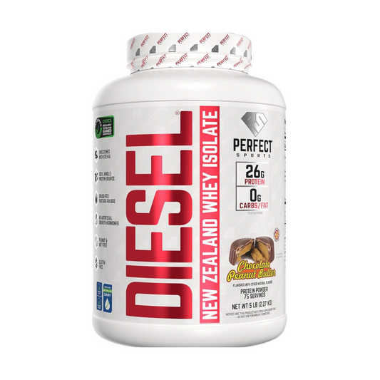 PERFECT SPORTS Diesel 100% New Zealand Whey Protein Isolate| 5lbs | Chocolate Peanut Butter)