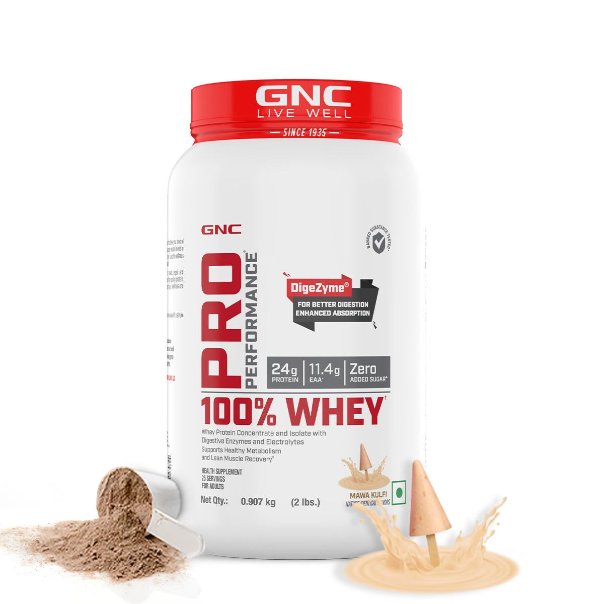 GNC Pro Performance 100% Whey Protein Powder - 907 gm (2lbs)