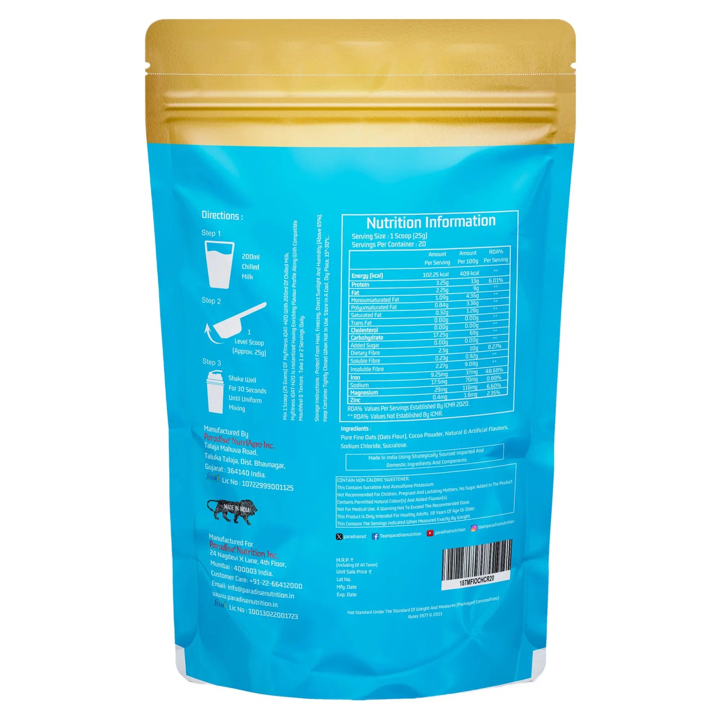 MYFITNESS iOAT-H2O | 500g | 20 Servings