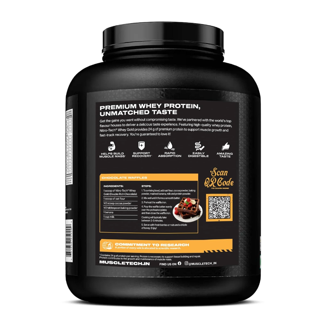 MuscleTech Nitro-Tech Whey Gold Protein Powder | Double Rich Chocolate| 1.72 kg