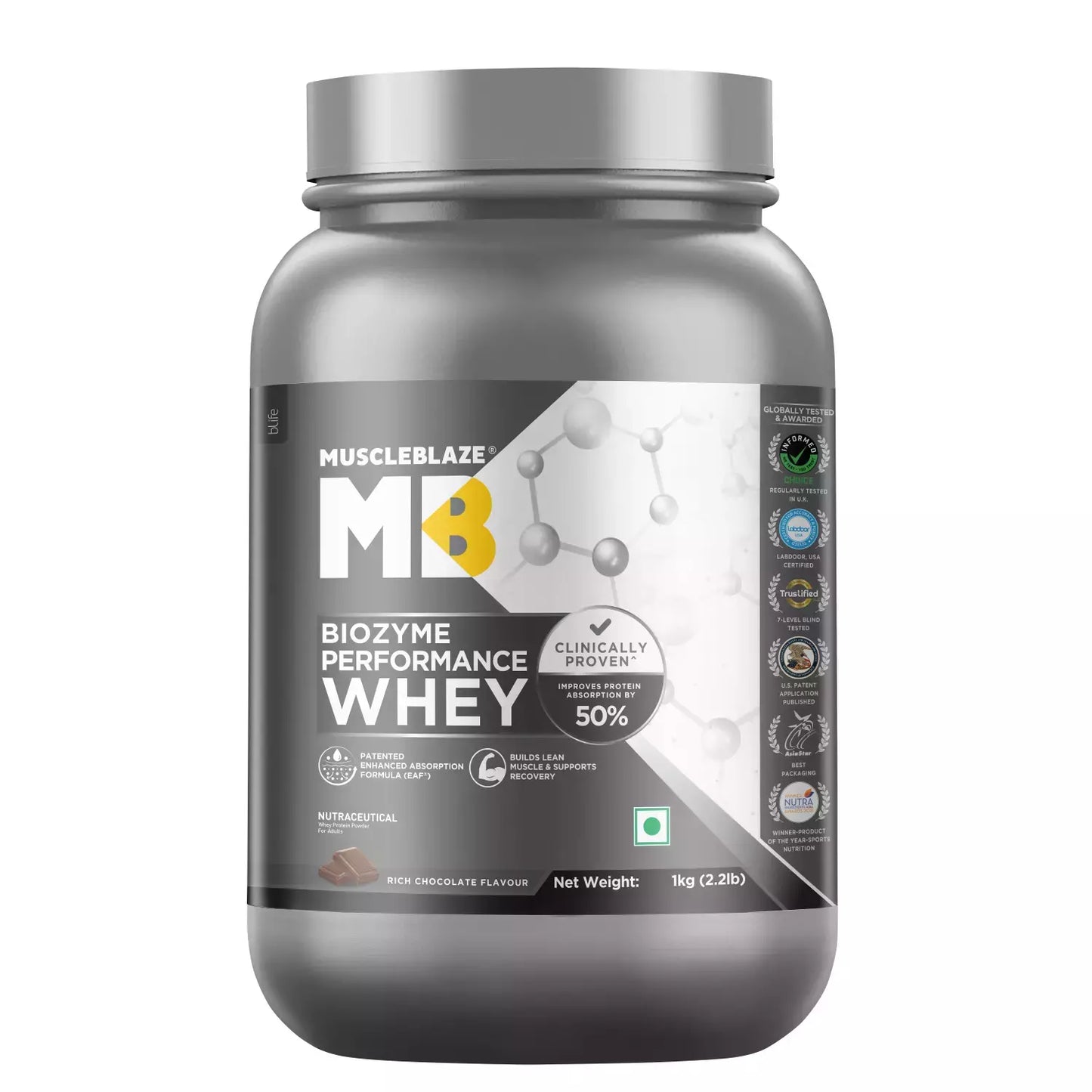 MuscleBlaze Biozyme Performance Whey, 1 kg