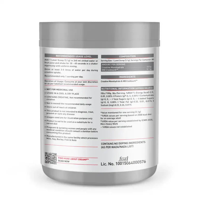 MuscleBlaze | Creatine Monohydrate CreAMP | Citrus Blast | 250g