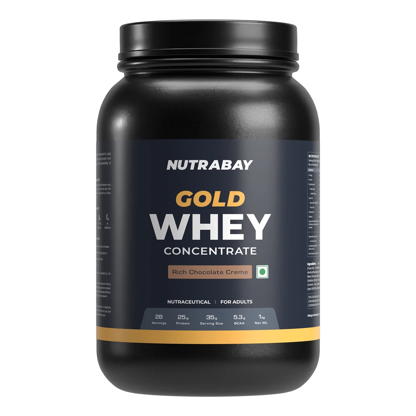 Nutrabay Gold 100% Whey Protein Concentrate - 1 Kg (2.2 Lb)