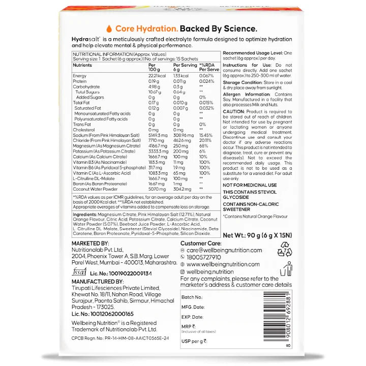 Wellbeing Nutrition- Hydrasalt (pack of 15)