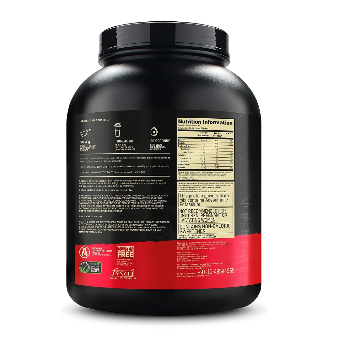 Optimum Nutrition (On) Gold Standard 100% Whey Protein Double Rich Chocolate Flavour | 5LBS