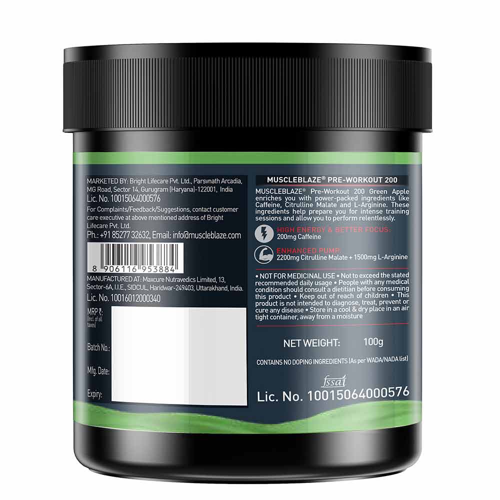 MuscleBlaze PRE Workout 200 |100 g