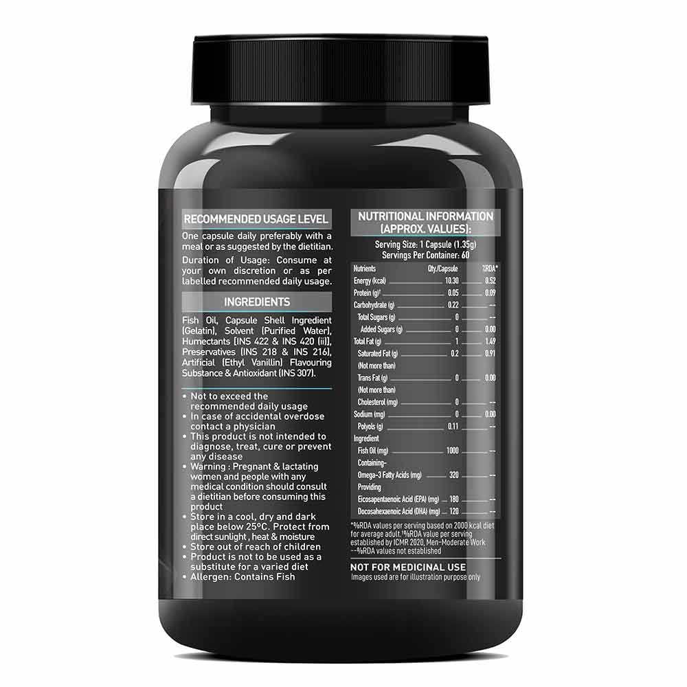 MuscleBlaze Omega 3 Fish Oil (1000 mg) 60 capsules