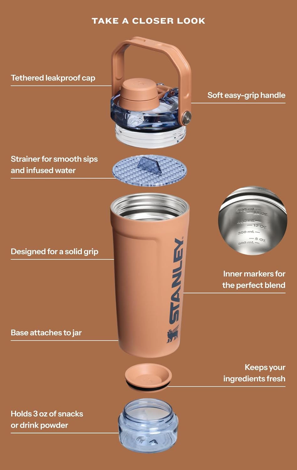 STANLEY Vitalize Shaker Bottle, 20 oz