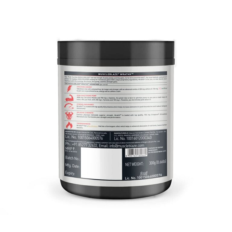 MuscleBlaze Pre Workout WrathX 340 g